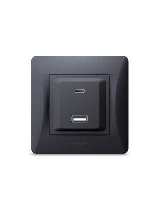 Розетка USB-A + USB-C PD20W чорний графіт VIDEX BINERA VF-BNCHRUC20-BG - 486422