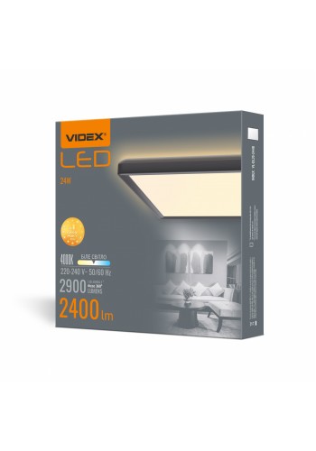 LED світильник з декоративною підсвіткою квадратний VIDEX DL3S 24W 4000K Чорний VL-DL3S-244B - 485227