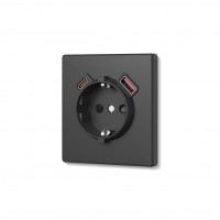 Розетка одинарна із заземленням USB-A+C 20W вугільно-чорна VIDEX NOTA (VF-NT-SK1GUC-BL) VF-NT-SK1GUC-BL - 489300