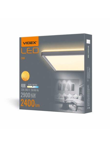 LED світильник з декоративною підсвіткою квадратний VIDEX DL3S 24W 4000K Білий VL-DL3S-244W - 485234