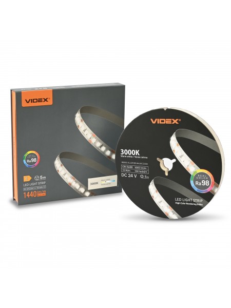 LED стрічка VIDEX DC24V 60W 5M 3000K Ra98 IP20 (VL-LST28144-24123-B5) VL-LST28144-24123-B5 - 489676