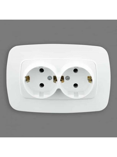 Розетка подвійна з заземленням біла ELA HOROZ ELECTRIC 
112-007-0008-010