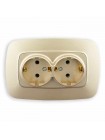 Розетка подвійна з заземленням золото ELA HOROZ ELECTRIC 112-007-0008-030