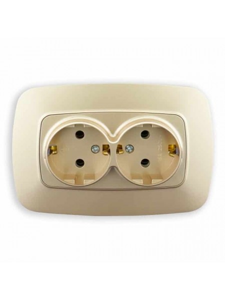 Розетка подвійна з заземленням золото ELA HOROZ ELECTRIC 
112-007-0008-030