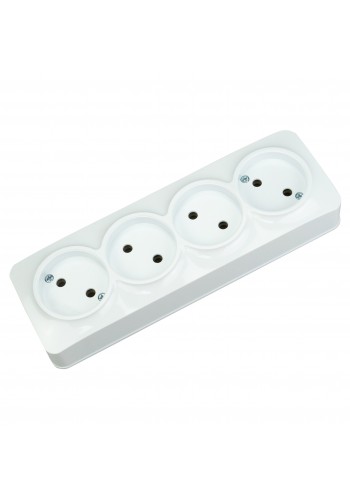 Розетка четверна без заземлення біла POWER MAX-4 HOROZ ELECTRIC 104-008-0003-010