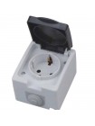 Розетка накладна 1-на з заземленням з кришкою ATOM HOROZ ELECTRIC 112-100-0001-010