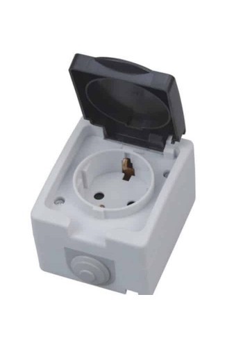 Розетка накладна 1-на з заземленням з кришкою ATOM HOROZ ELECTRIC 112-100-0001-010