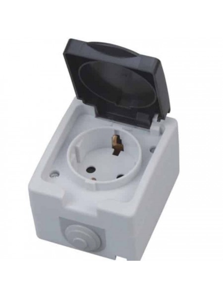 Розетка накладна 1-на з заземленням з кришкою ATOM HOROZ ELECTRIC 
112-100-0001-010