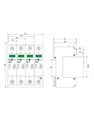 Обмежувач перенапруги MOP3-C 20кА/40кА/275В Промфактор ( MOP3-C275/20 )