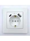 Розетка EL-BI VEGA білий мат 1-на з заземленням + 2USB (Type C+A) ( 510-016200-334 )