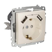Розетка ZENA ELBI кремова 1-на з заземленням + 2USB без рамки ( 609-010300-317 )