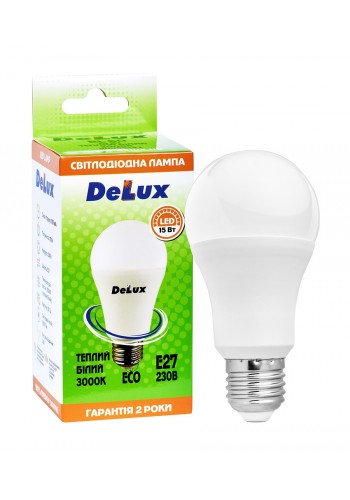 Лампа світлодіодна DELUX BL60 15Вт 3000K Е27 теплий білий