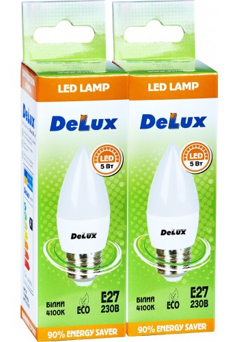 Лампа світлодіодна DELUX BL37B 5 Вт 4100K 220В E27 (промо) 2 шт.