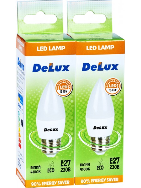 Лампа світлодіодна DELUX BL37B 5 Вт 4100K 220В E27 (промо) 2 шт.