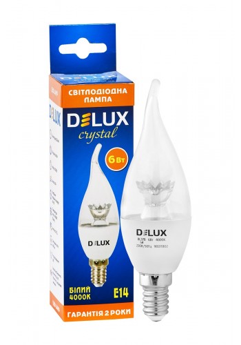 Лампа світлодіодна DELUX BL37B 6 Вт tail 4000K 220В E14 crystal білий