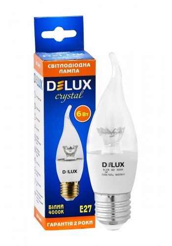 Лампа світлодіодна DELUX BL37B 6 Вт tail 4000K 220В E27 crystal білий