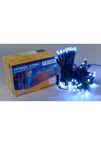 Гірлянда зовнішня DELUX STRING 100 LED 10m (2x5m) білий/чорний IP44 EN