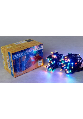 Гірлянда зовнішня DELUX STRING 100 LED 10m (2x5m) мульти/чорний IP44 EN