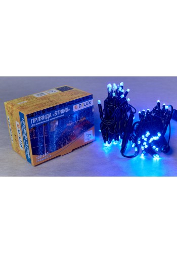 Гірлянда зовнішня DELUX STRING 100 LED 10m (2x5m) синій/чорний IP44 EN