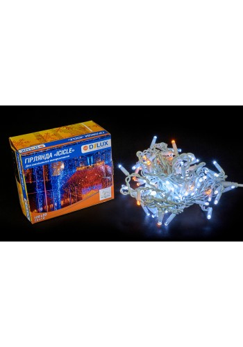 Гірлянда зовнішня DELUX ICICLE 108 LED бахрома 2x1m 27 жовтий flash білий/білий IP44 EN