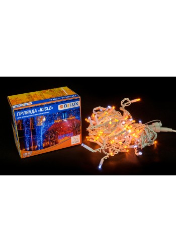 Гірлянда зовнішня DELUX ICICLE 108 LED бахрома 2x1m 27 білий flash жовтий/білий IP44 EN