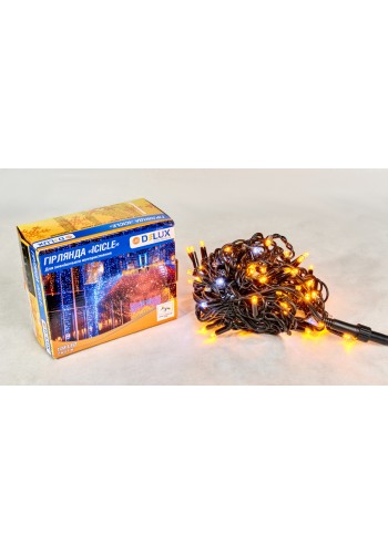 Гірлянда зовнішня DELUX ICICLE 108 LED бахрома 2x1m 27 білий flash жовтий/чорний IP44 EN