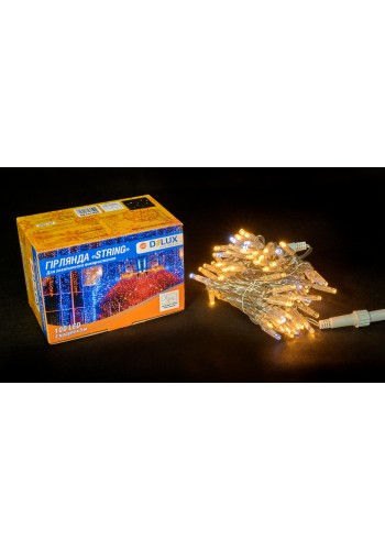 Гірлянда зовнішня DELUX STRING 100 LED нитка10m (2x5m) 20 білий flash теплий білий/прозорий IP44 EN