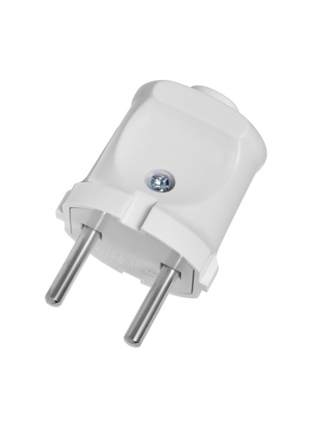 Вилка DELUX CT21 однофаз. без з/к 6А, 250V, 1300W, біл.