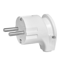 Вилка DELUX CT24 кутова однофаз. із з/к 16А, 250V, 3500W, біл.