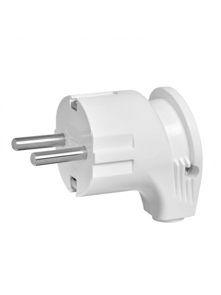 Вилка DELUX CT24 кутова однофаз. із з/к 16А, 250V, 3500W, біл.