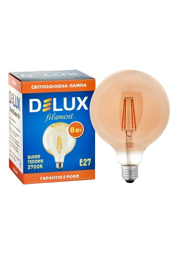 Лампа світлодіодна DELUX G125 8 Вт 2700K 220В E27 filament