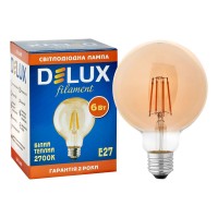 Лампа світлодіодна DELUX G95 6 Вт 2700K 220В E27  filament