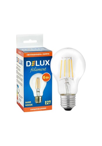 Лампа світлодіодна DELUX BL 60 6 Вт 4000K 220В E27 filament