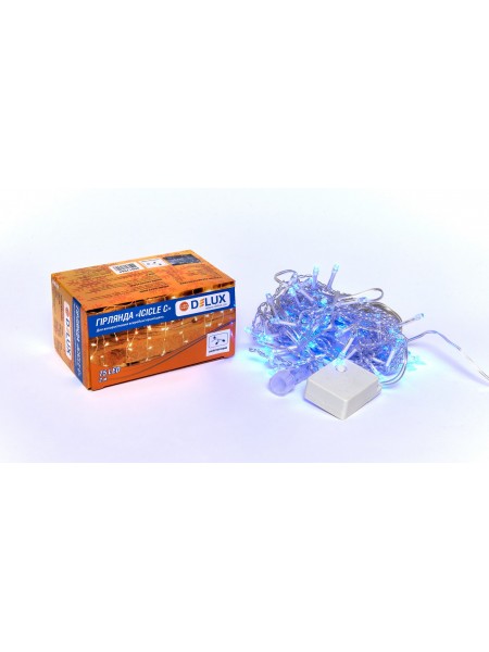 Гірлянда внутрішня DELUX ICICLE С 75 LED бахрома 2x0,7m синій/прозорий IP20