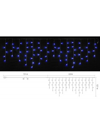 Гірлянда внутрішня DELUX ICICLE С 75 LED бахрома 2x0,7m синій/прозорий IP20