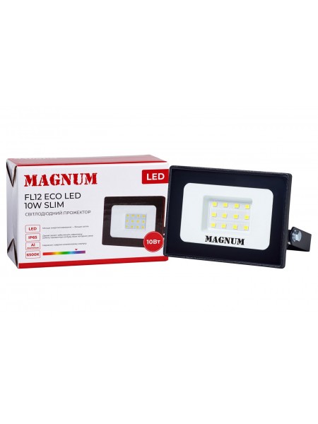 Прожектор світлодіодний MAGNUM FL12 ECO LED 10Вт slim чорн. 6500К IP65