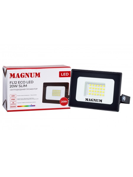Прожектор світлодіодний MAGNUM FL12 ECO LED 20Вт slim чорн. 6500К IP65