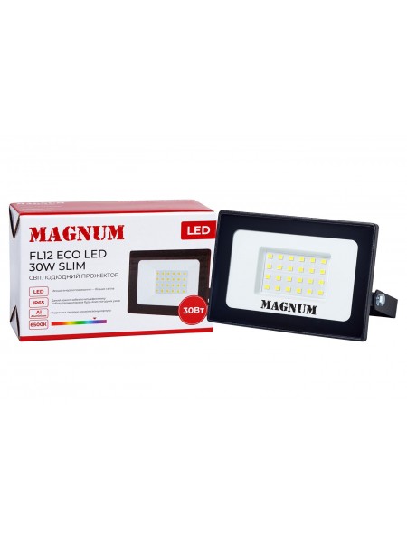 Прожектор світлодіодний MAGNUM FL12 ECO LED 30Вт slim чорн. 6500К IP65