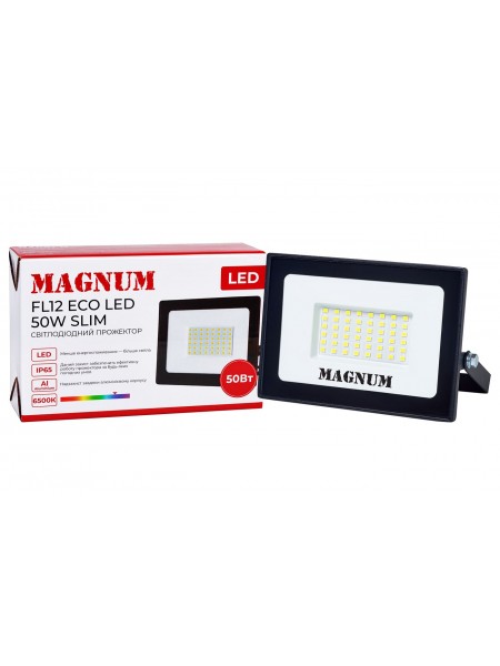 Прожектор світлодіодний MAGNUM FL12 ECO LED 50Вт slim чорн. 6500К IP65