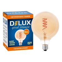 Лампа світлодіодна DELUX G125 6 Вт 2200K 220В E27 amber spiral  filament