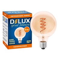 Лампа світлодіодна DELUX G95 5 Вт 2200K 220В E27 amber filament spiral