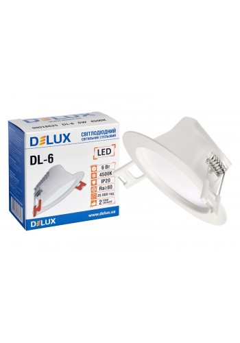Світильник світлодіодний вбудований стельовий DELUX DL-6 4500К 6Вт 480лм 230В