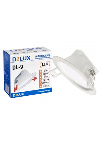 Світильник світлодіодний вбудований стельовий DELUX DL-9 3000К 9Вт 720лм 230В