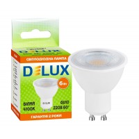 Лампа світлодіодна DELUX GU10 6Вт 4100K 60° 220В GU10 білий