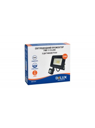 Прожектор світлодіодний DELUX FMI 11 S LED 20Вт 6500K IP65 с датч. руху чорний