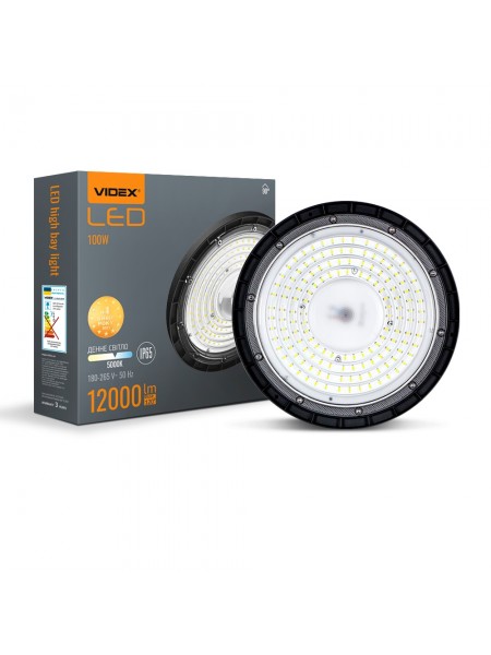 LED світильник висотний ХайБей VIDEX 100W 5000K 12000Lm 220V чорний VL-HBe03-1005B - 483575