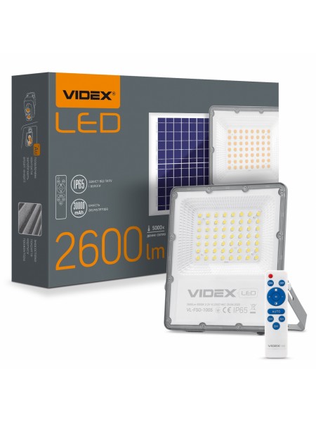 LED прожектор автономний VIDEX 2800Lm 5000K VL-FSO-1005 - 298948