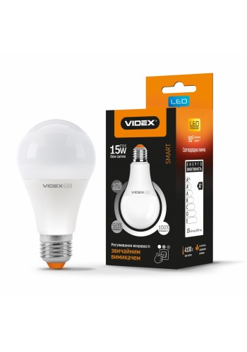 LED лампа с регулировкой яркости VIDEX A65eD3 15W E27 4100K