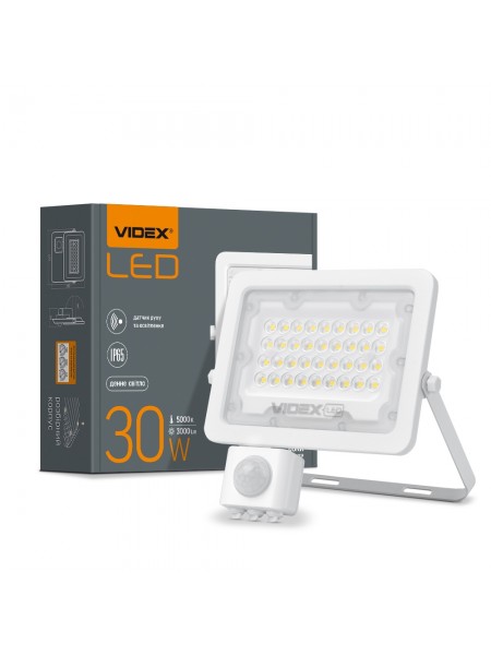 LED прожектор VIDEX F2e 30W 5000K з датчиком руху та освітленості VL-F2e305W-S - 480413