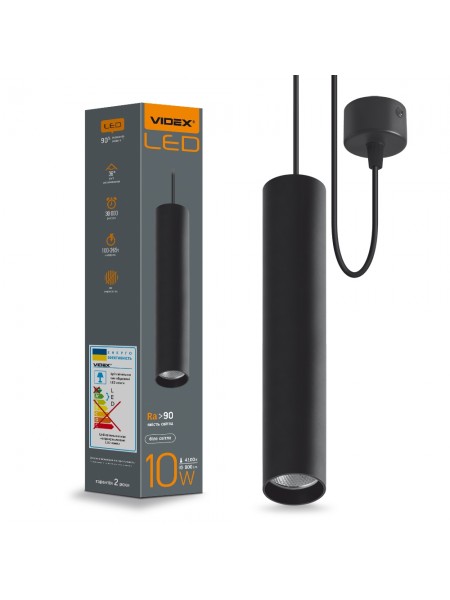 LED світильник підвісний накладний VIDEX 10W 4100K чорний VL-SP-10034B - 480772